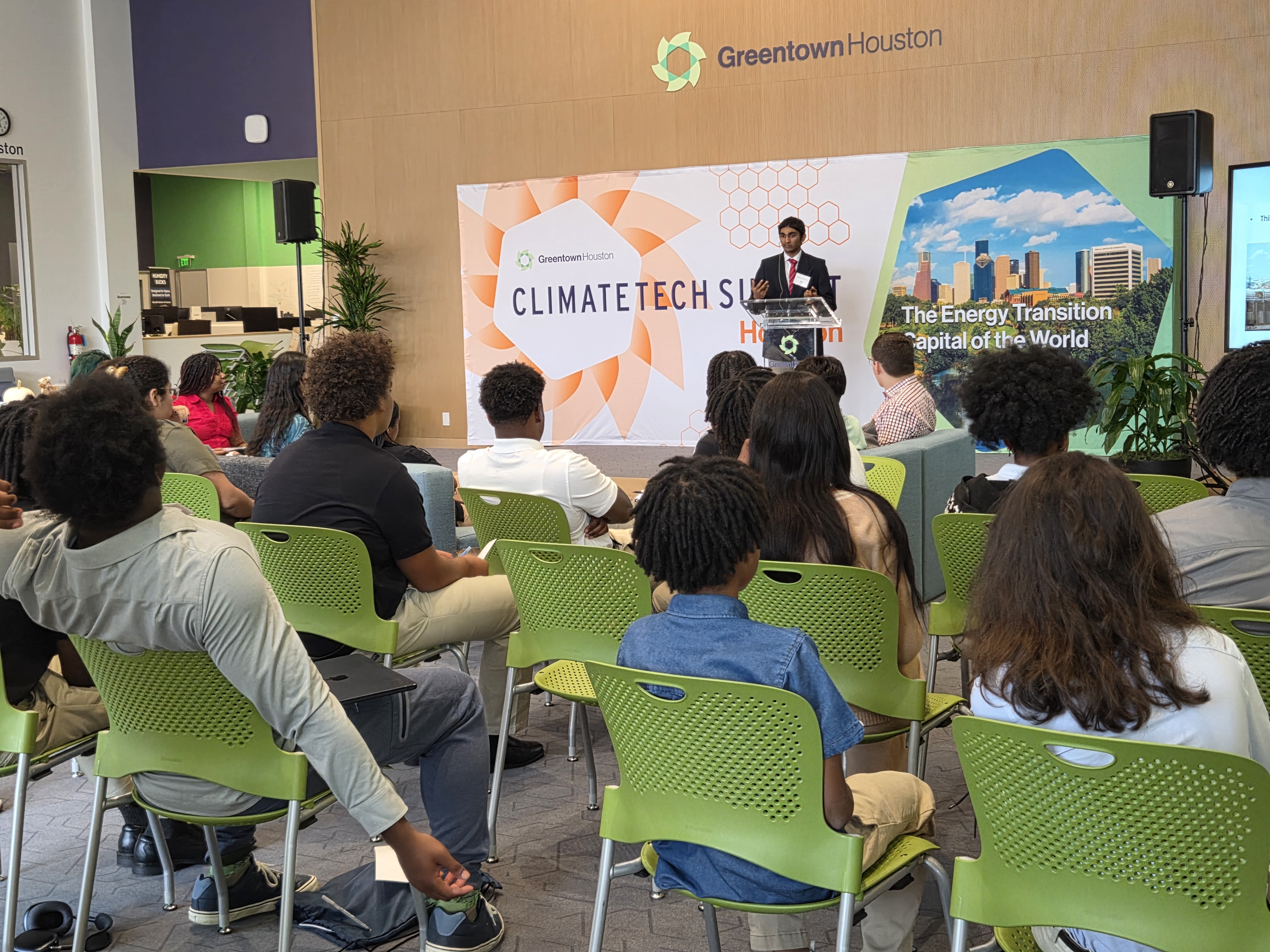 Students attending ClimateTech Summit presentation at Greentown Houston